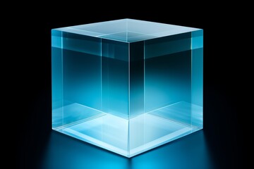Glass cube with white label symbolizing achievement and success in a modern design