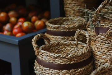 Obraz premium artisan basket weave patterns with brown accent stripe