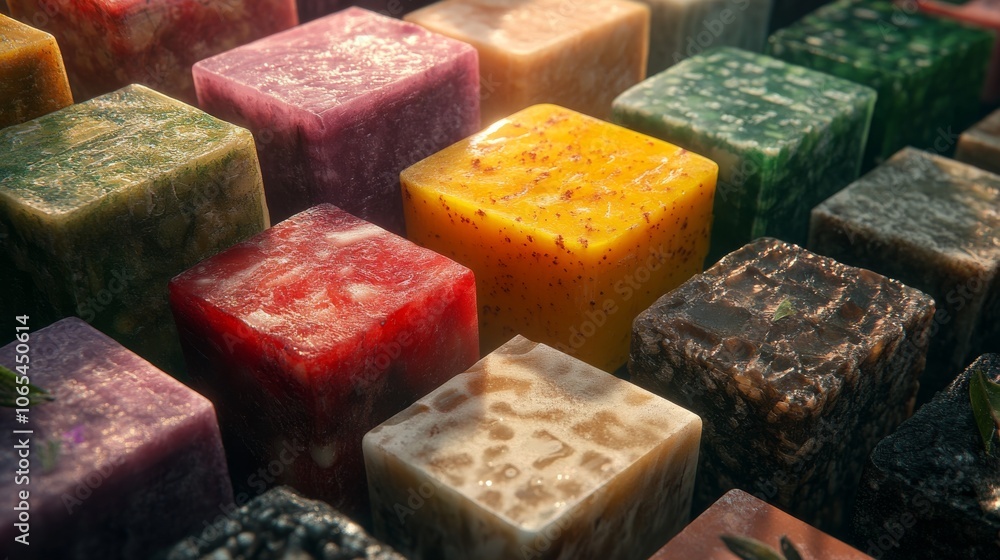 Aufkleber multicolored cubic objects with textured surfaces