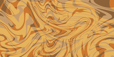 Abstract brown psychedelic waves print background. 1970s trippy pattern. Marble acrylic swirl pattern. Coffee or chocolate