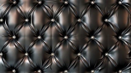 Fototapeta premium Luxurious Black Leather with Quilted Diamond Pattern for Design