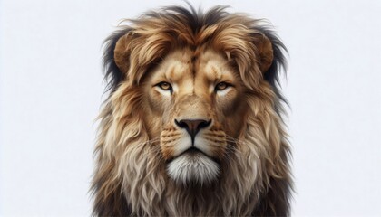 Fototapeta premium Close-Up of a Majestic Lion’s Face with Sharp Focus on Eyes and Fur Texture.