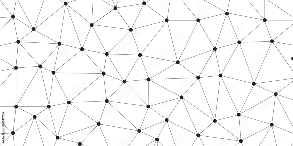 Poster Abstract geometric background with connecting dots and lines with low poly triangle shapes. Polygonal Mesh Background Vector design digital technology concept Global network connection data structure.