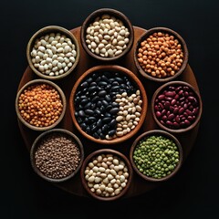 Fototapeta premium Assortment of Legumes in Bowls