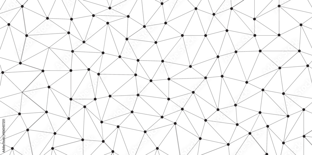 Poster Abstract geometric background with connecting dots and lines with low poly triangle shapes. Polygonal Mesh Background Vector design digital technology concept Global network connection data structure.