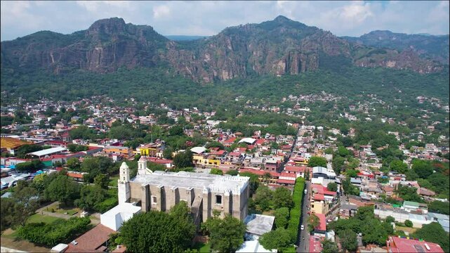 Aerial Drone View of Hern&aacute;n Cort&eacute;s Palace in Cuernavaca, Mexico