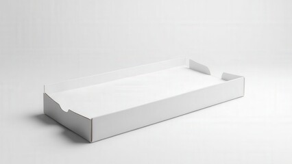 Mockup of a white long pizza box, featuring a smooth, blank surface and soft shadows