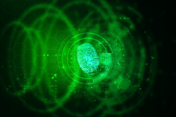 Obraz premium 2d Illustration Fingerprint Scanning Technology Concept 