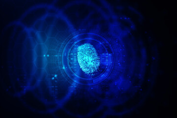 2d Illustration Fingerprint Scanning Technology Concept 
