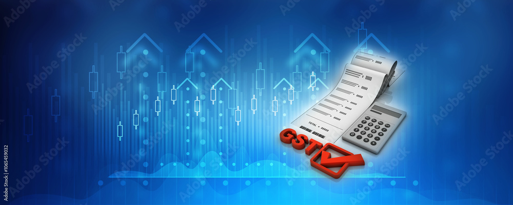 Poster 3d rendering calculator in document