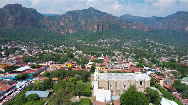 Aerial Drone View of Hern&aacute;n Cort&eacute;s Palace in Cuernavaca, Mexico