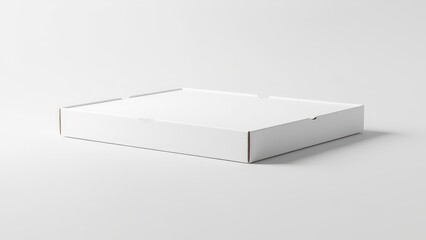 Open white long pizza box, blank and isolated, designed for logo placement or branding