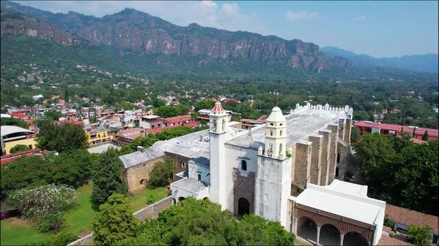 Aerial Drone View of Hern&aacute;n Cort&eacute;s Palace in Cuernavaca, Mexico