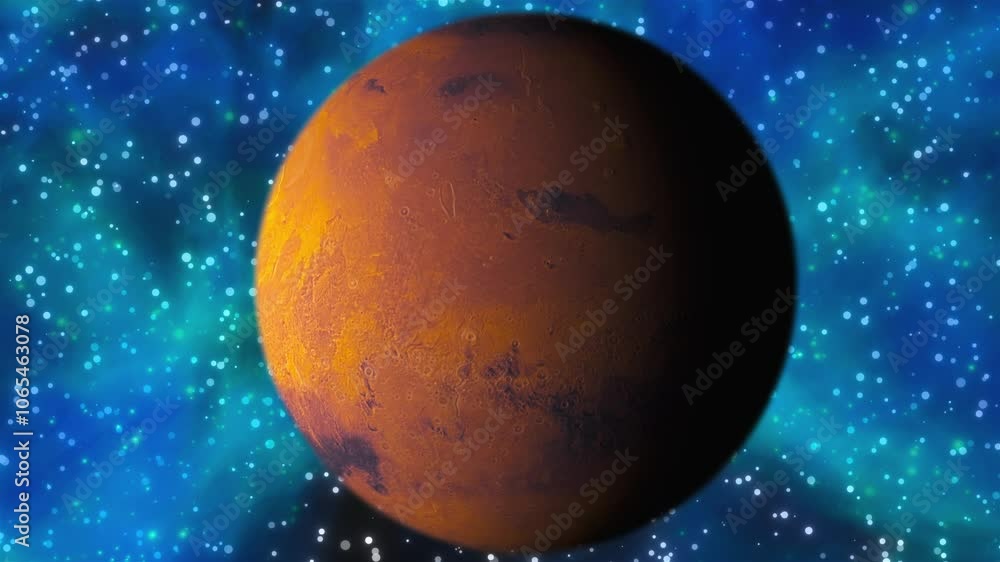 Poster planet mars with nebula. elements of this image furnished by nasa