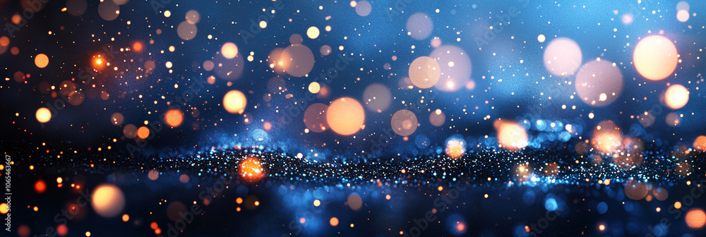 Poster Shimmering bokeh lights in vibrant colors create a mesmerizing effect against a dark background, evoking a sense of wonder