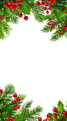 A Christmas tree with red berries and green leaves