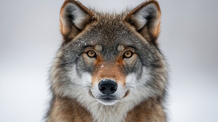 Obraz premium Stunningly detailed fur and sharp eyes complete this wolf's image, and its black nose is a perfect finishing touch.