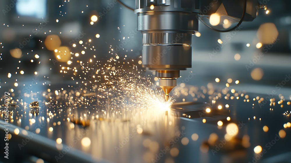 Aufkleber the art of precision cutting with a laser machine creating sparks