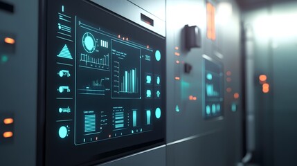 A smart control panel displaying energy usage trends