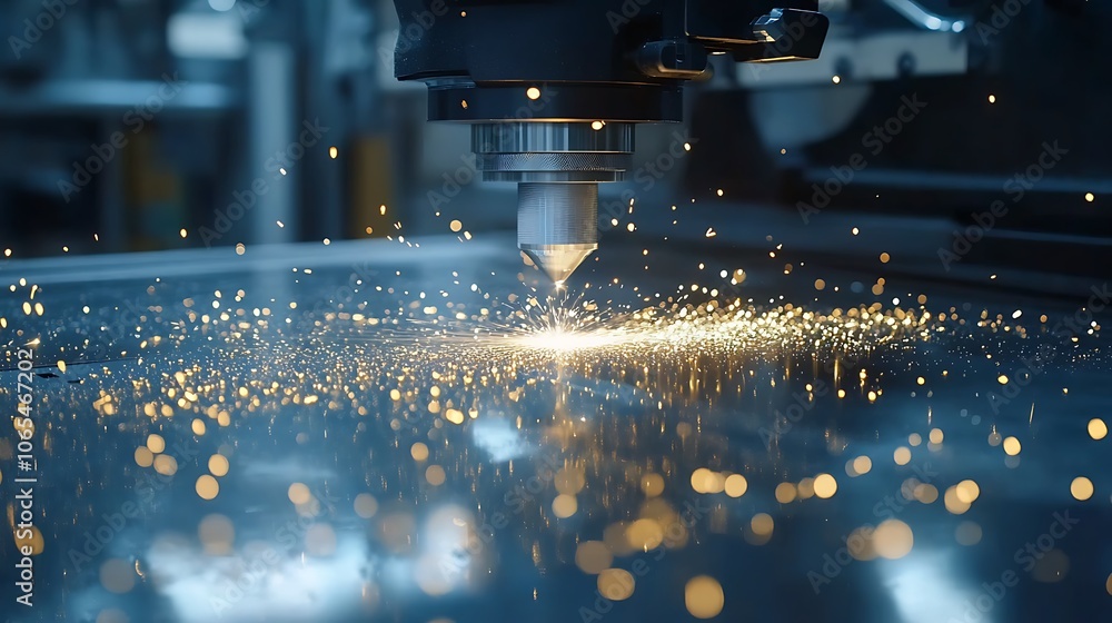 Poster the art of precision cutting with a laser machine creating sparks