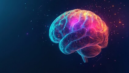 Illuminated Brain Representing Intelligence Technology. AI generated illustration