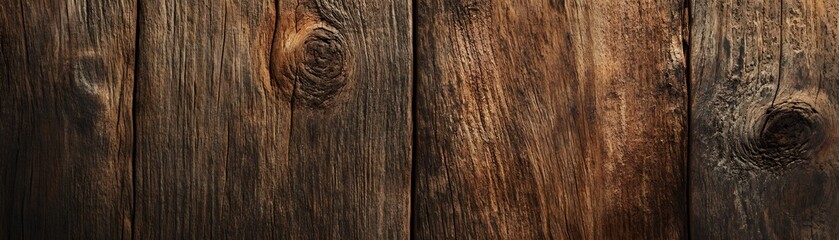 Fototapeta premium Weathered Brown Wooden Planks with Knots and Grain