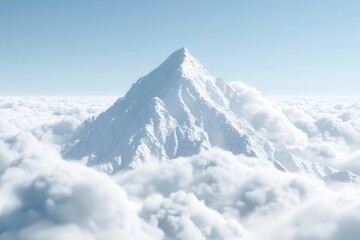 Naklejka premium Snow-covered mountain peak towering above clouds in colorful animation