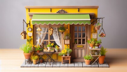 A collection of beautiful diorama architecture with emotional miniature shops and vintage cafe scenery