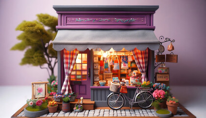 A collection of beautiful diorama architecture with emotional miniature shops and vintage cafe scenery