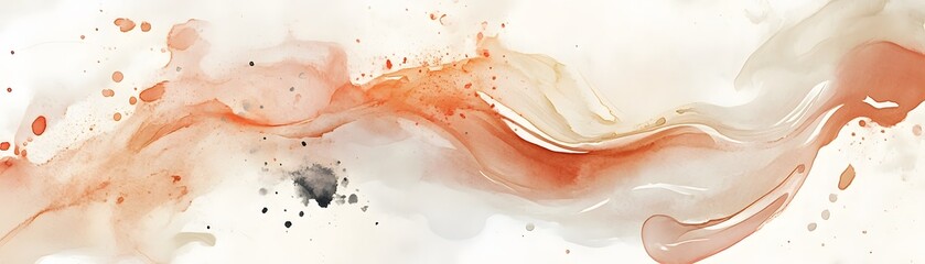 Fototapeta premium Abstract Watercolor Painting with Swirling Brown and Beige Hues
