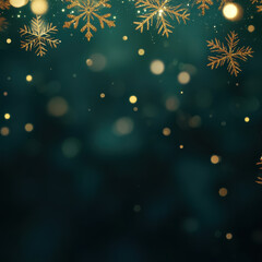 festive Christmas background featuring golden bokeh lights and snowflakes, creating warm and joyful atmosphere perfect for holiday celebrations