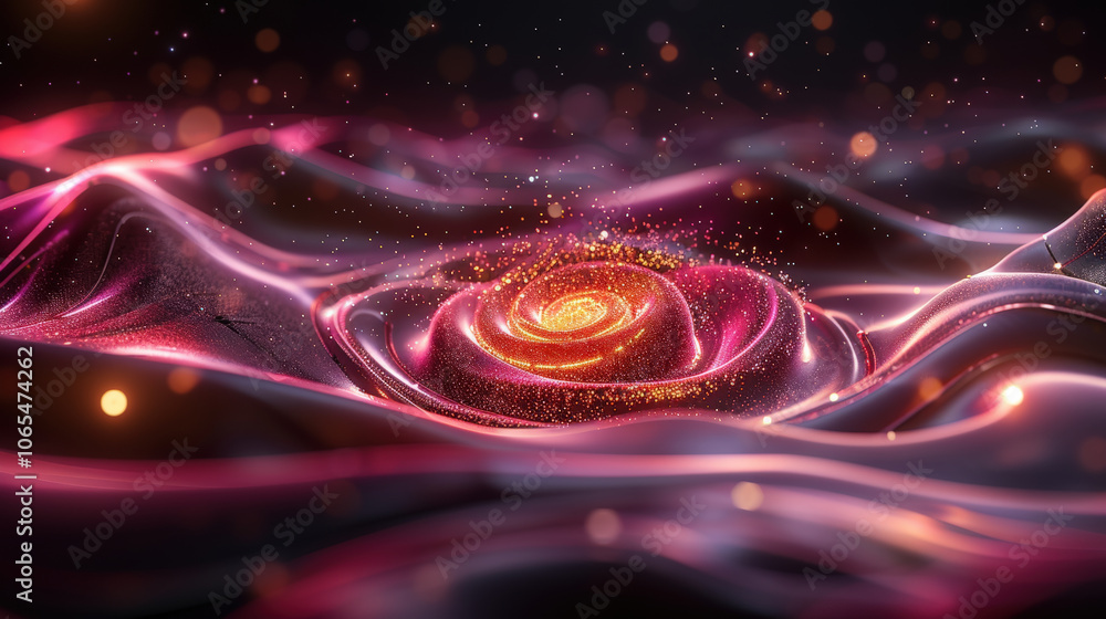Aufkleber mesmerizing abstract background featuring intricate particle waves with vibrant colors and glowing e