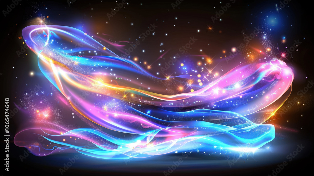 Aufkleber dynamic abstract background featuring vibrant flowing colors and sparkling lights, creating sense of