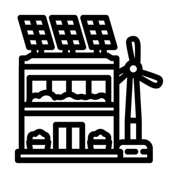 recommend clip art: renewable energy integration green building line icon vector. renewable energy integration green building sign. isolated contour symbol black illustration