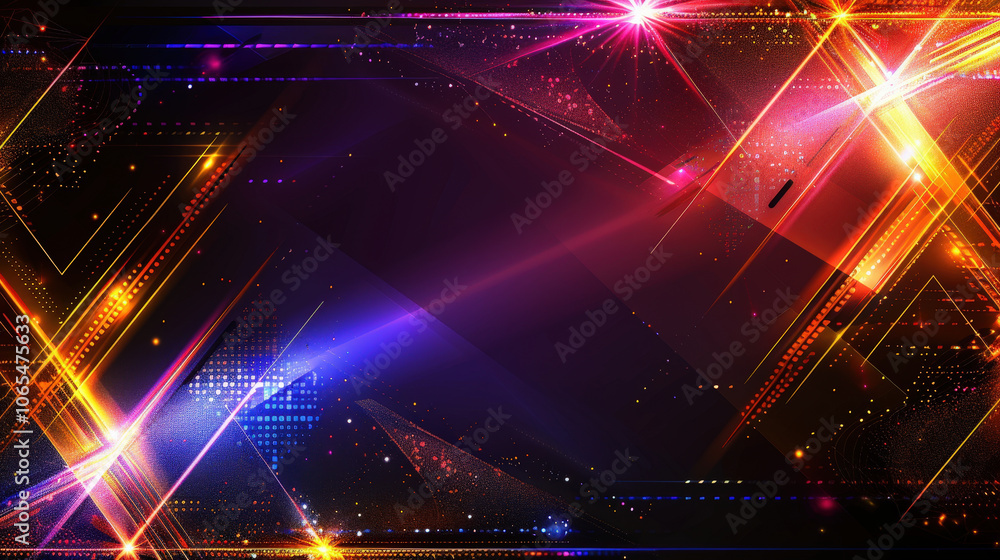 Poster vibrant abstract sci fi background featuring dynamic lines, glowing lights, and grid pattern. this c
