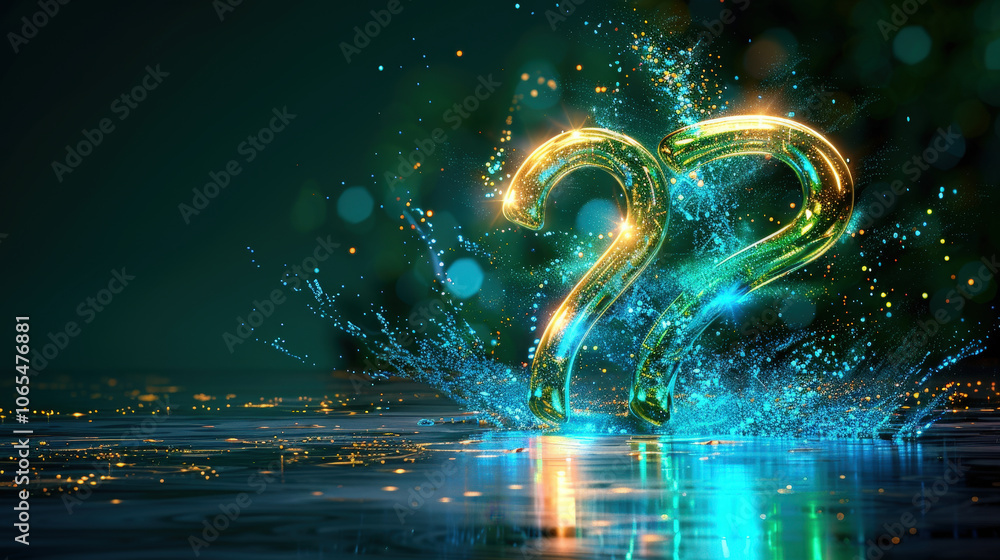 Aufkleber vibrant background featuring floating numbers in blue and green hues, creating sense of mystery and 