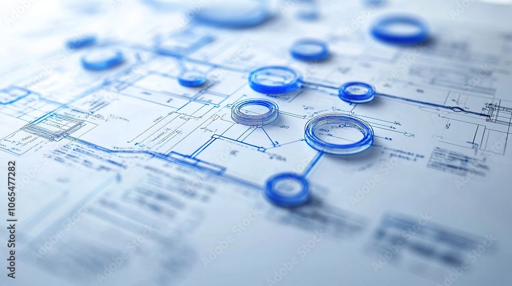 Poster blueprint of a flowchart illustrating business method