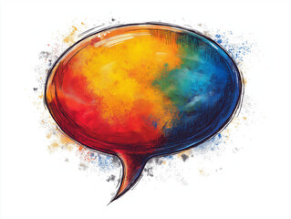 Colorful comic style speech bubble with white backgound, Generative AI