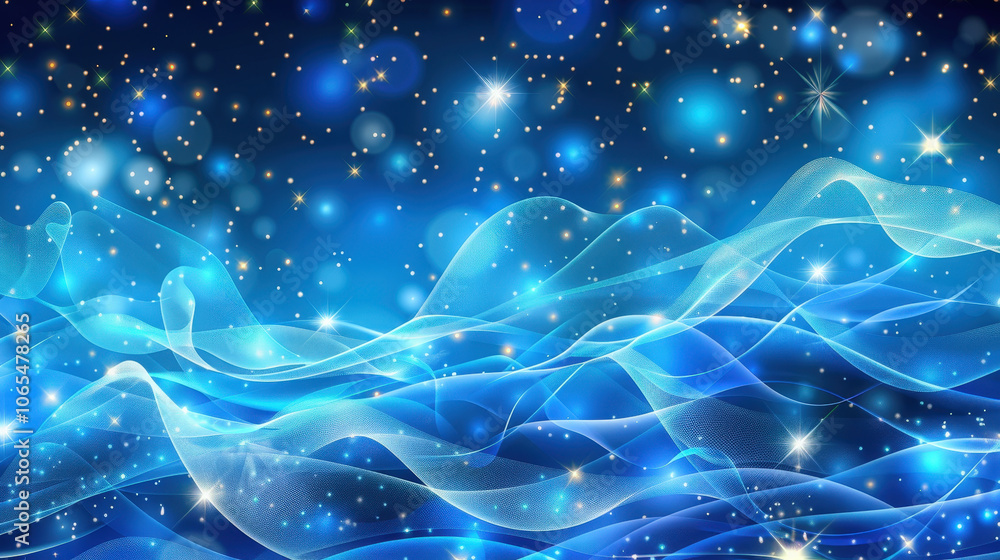 Poster mesmerizing blue gradient with flowing abstract lines creates sense of depth and tranquility, enhanc