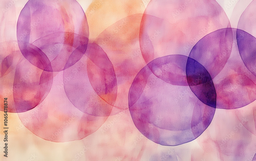 Poster abstract composition of overlapping circles in soft colors