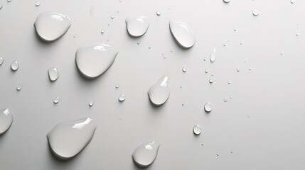 Water drops on a white background. Glass texture with droplets 
