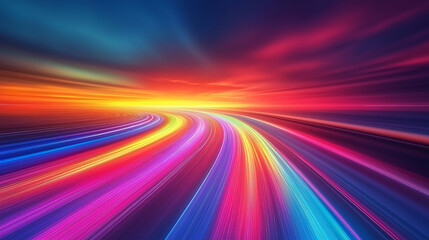 motion blur of colorful lights in tunnel speed technology high energy vibrant futuristic look, Generative AI