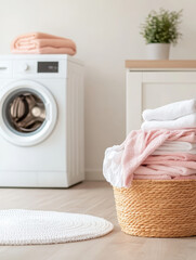 Modern Laundry Room with Fresh Towels and Appliances