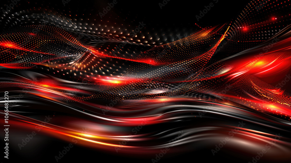 Aufkleber dynamic technology design with gradients and flowing patterns in red and black, creating vibrant and