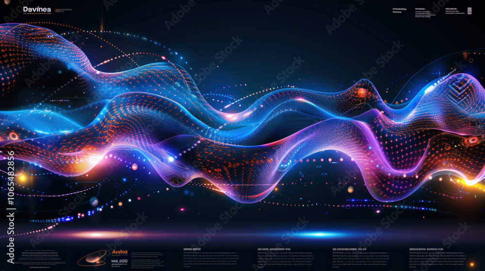 Aufkleber dynamic abstract waves in vibrant blue and purple shades create mesmerizing visual experience, showc