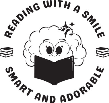 Reading with a samile smart and adorable T-shirt design
