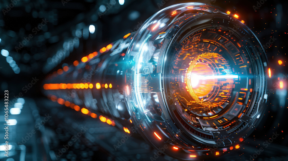 Aufkleber futuristic technology design featuring glowing energy core with intricate details and vibrant colors