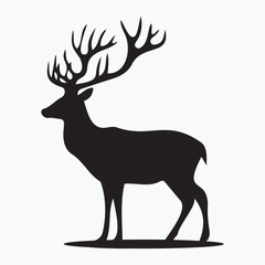Obraz premium Mystic Stag: Solid Black Deer Silhouette Vector design.