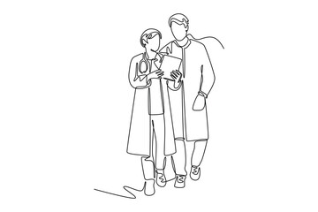 Obraz premium Medical concept. Single line draw design. Full length animation illustration.