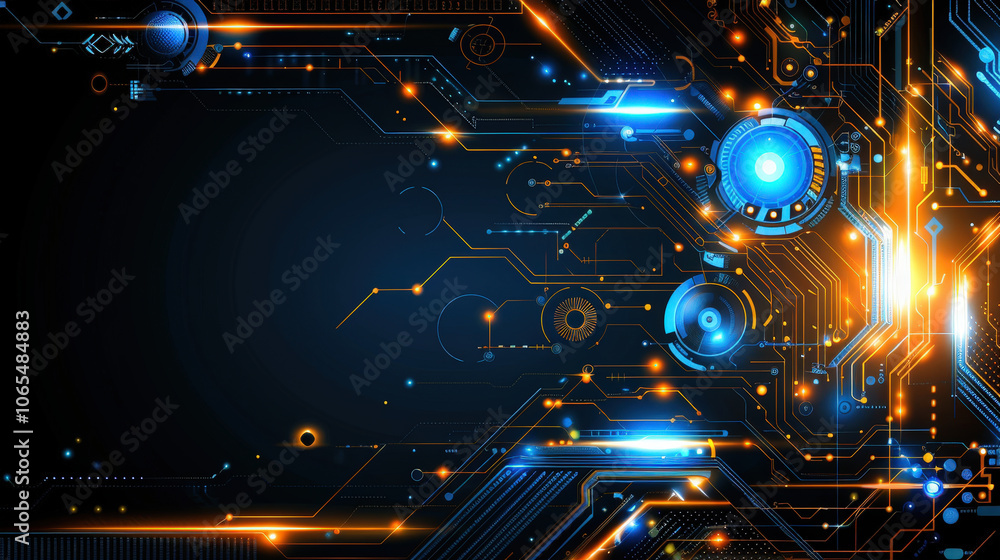 Poster futuristic digital background featuring smooth lines and glowing elements, showcasing blend of techn